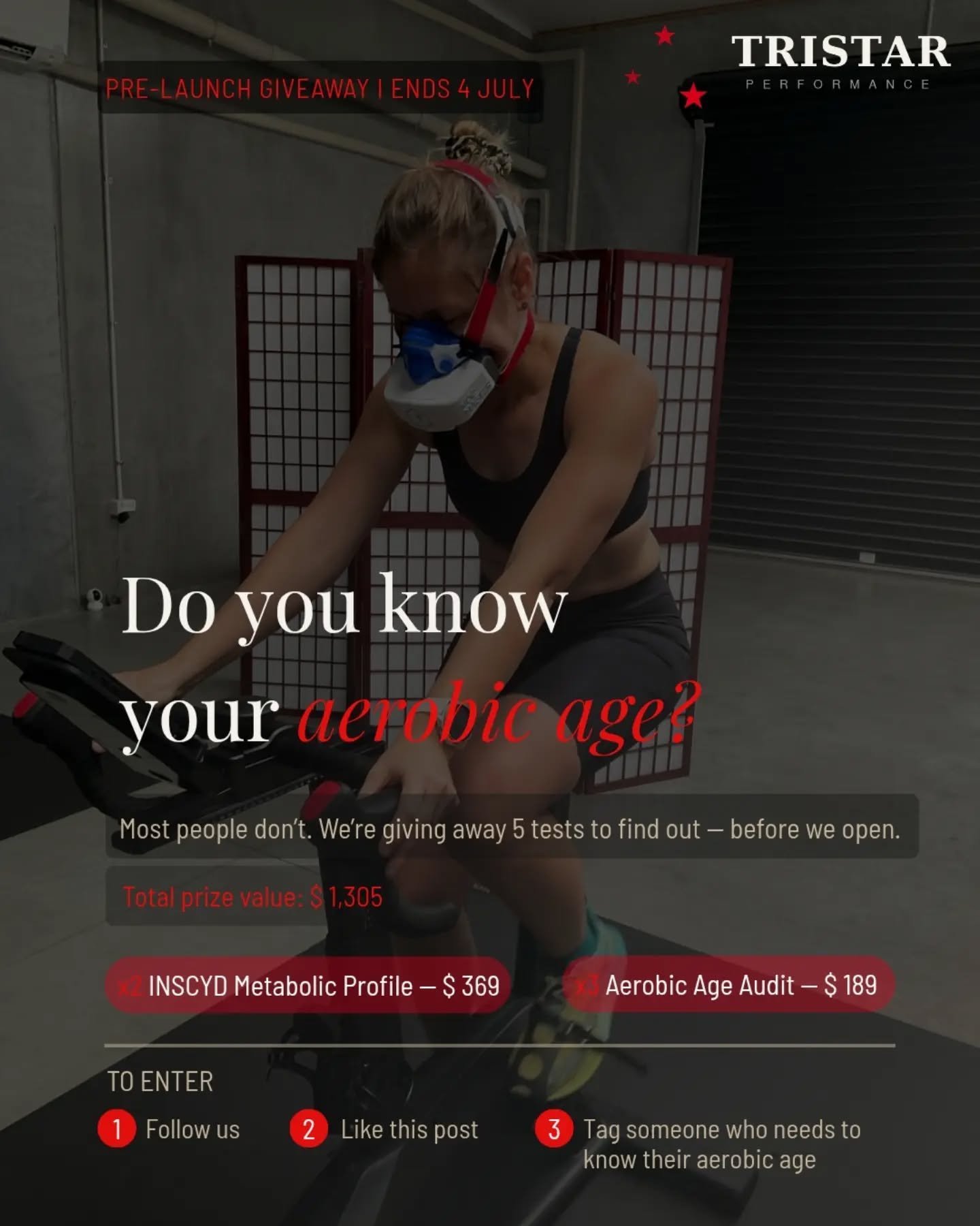 Do you know your aerobic age? Most people don't. We're giving away 5 tests to find out. 

We open on 6 July in Rangiora as North Canterbury's dedicated Sport Science &amp; Health Testing Studio. 
To celebrate &mdash; and because we genuinely want mor