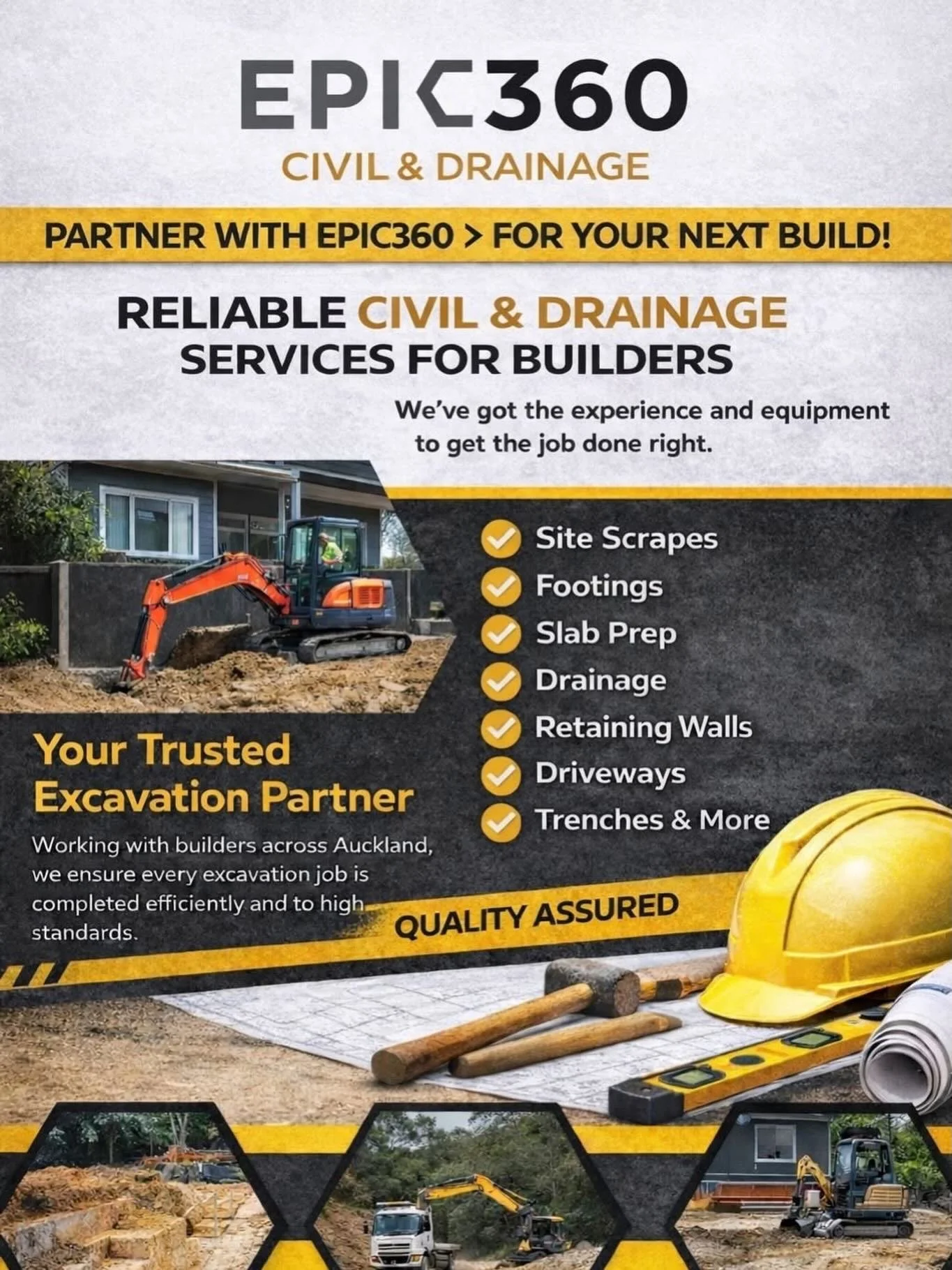 The team at EPIC360 are available for all your earthwork requirements.
From small jobs to large developments, our team can do it all.
Reach out to discuss your needs.
enquiry@epic360.co.nz 

#civil #earthworks #epic360civil #civilconstruction #digger