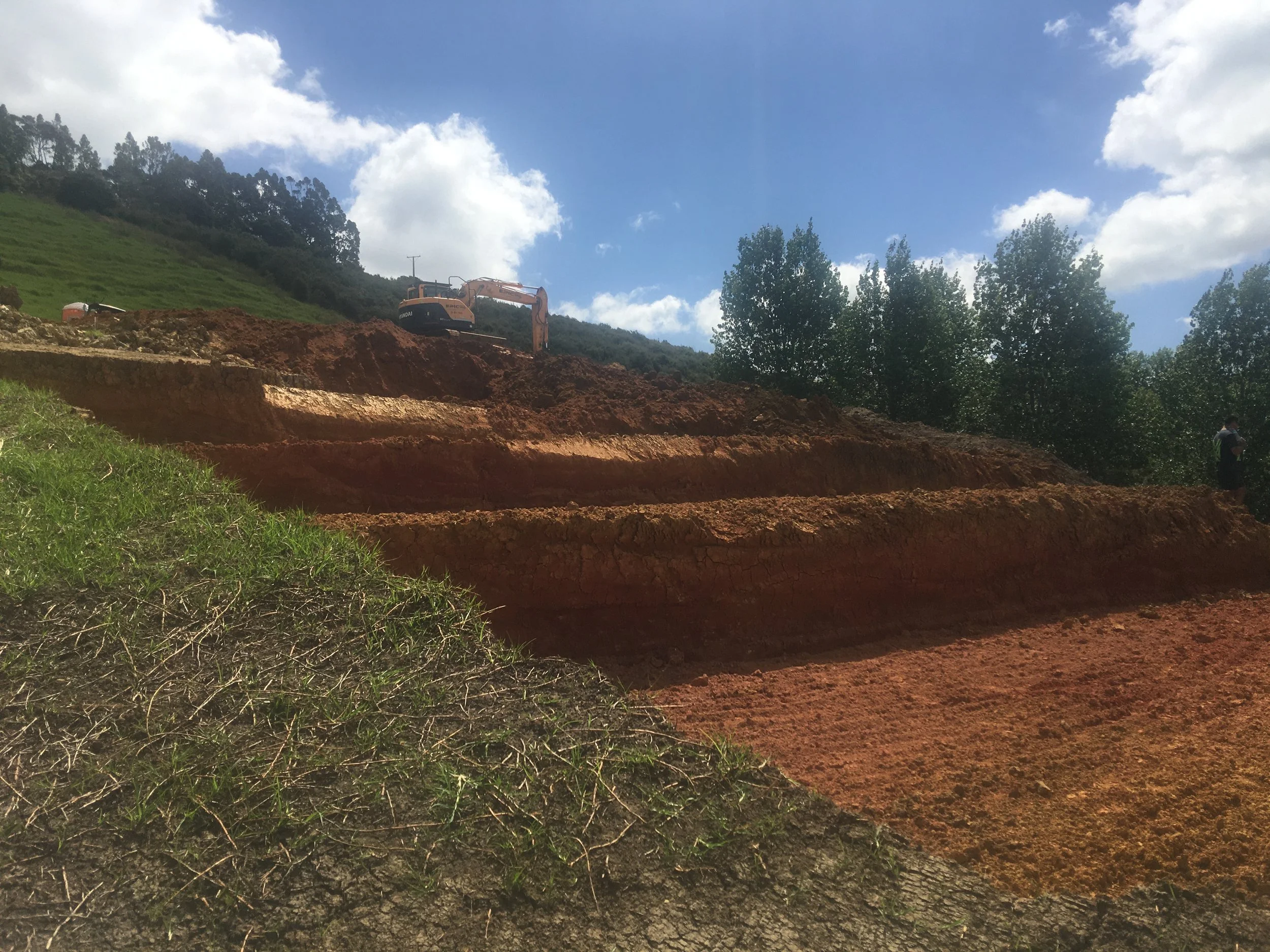 Construction site with excavator where EPIC360 are creating levels for a house to be built on.