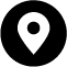 A white play button icon on a black background