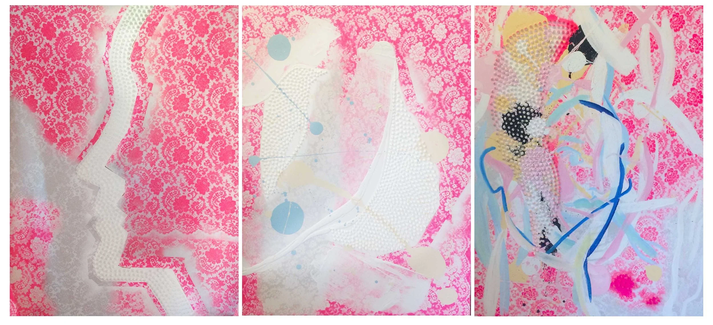 Atune (2016) triptych 278.5 x 122cm, Mixed Media on Canvas
