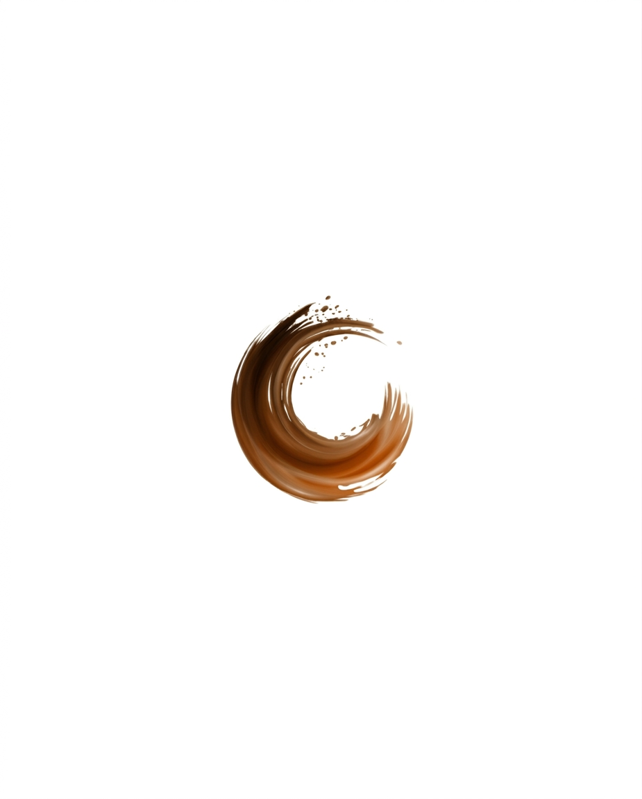 Une peinture en forme de cercle de couleur marron sur un fond blanc