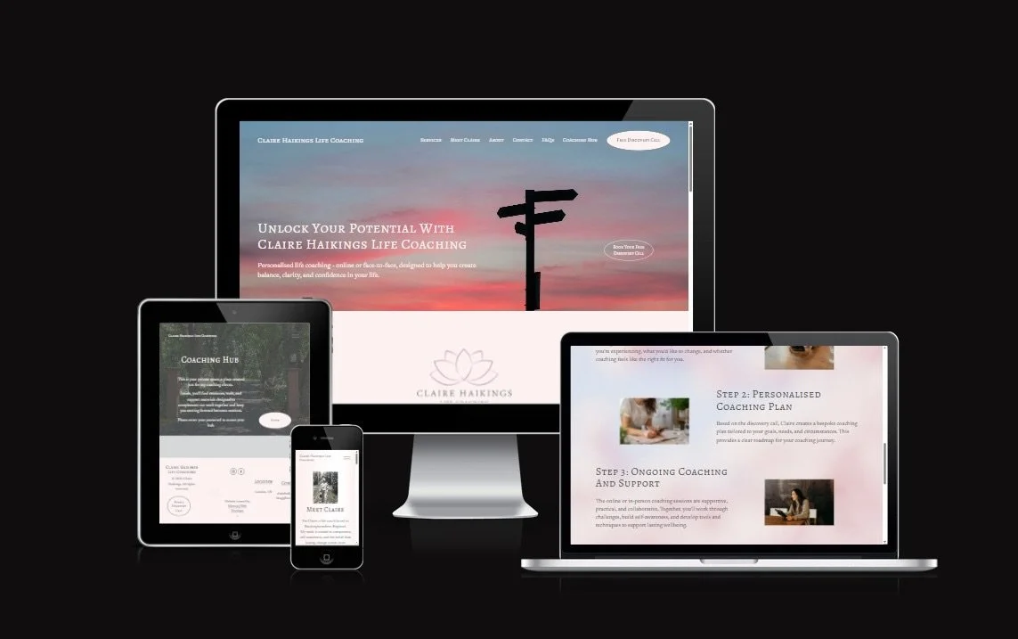 Project Launch 🚀 | Claire Haikings Life Coaching
This one was a really fulfilling client build.
Claire came to me wanting more than just a pretty website, she needed a platform that could truly support her business and her clients.
So we built exact