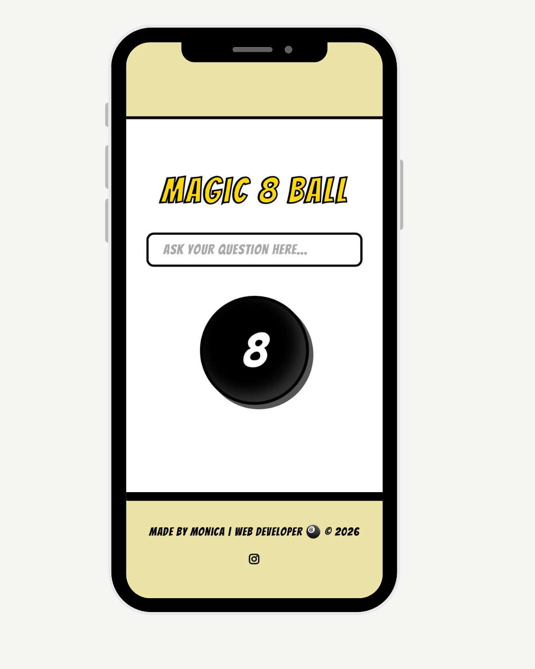 magic 8 ball app on an iphone screen