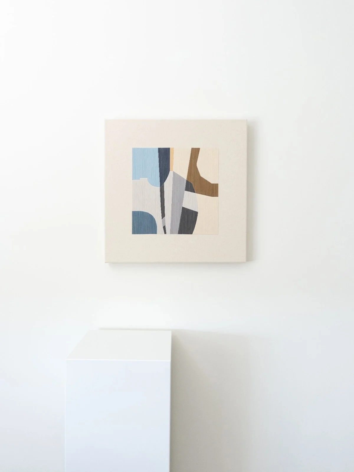 Levels (50x50cm), original abstract artwork presented with a pedestal by Kateryna Chernetska.