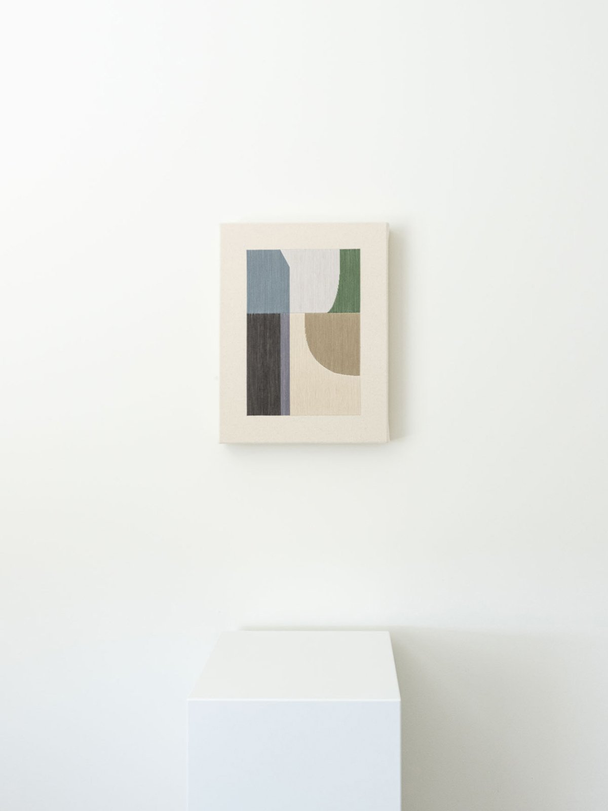 First Light In The Grove, original artwork on a pedestal, front view by Kateryna Chernetska