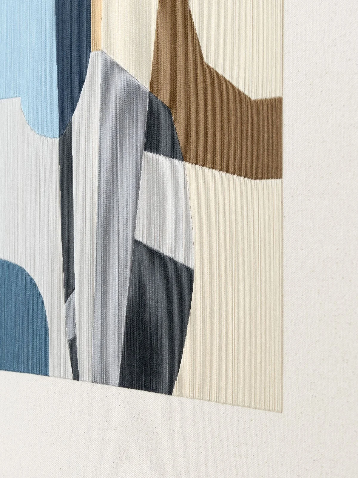 Close-up view of Levels (50x50cm) cotton thread artwork by Kateryna Chernetska