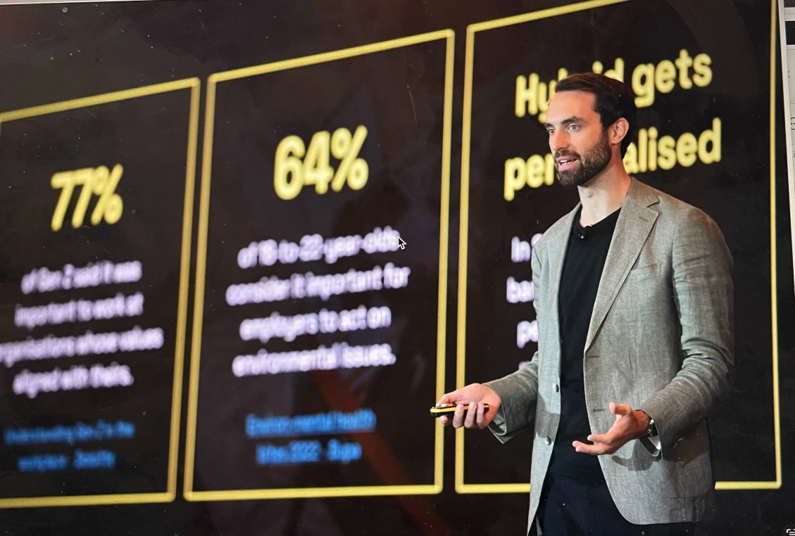 wildLOGIC founder Rory Brett presenting during an innovation forum for senior leaders in Real Estate.