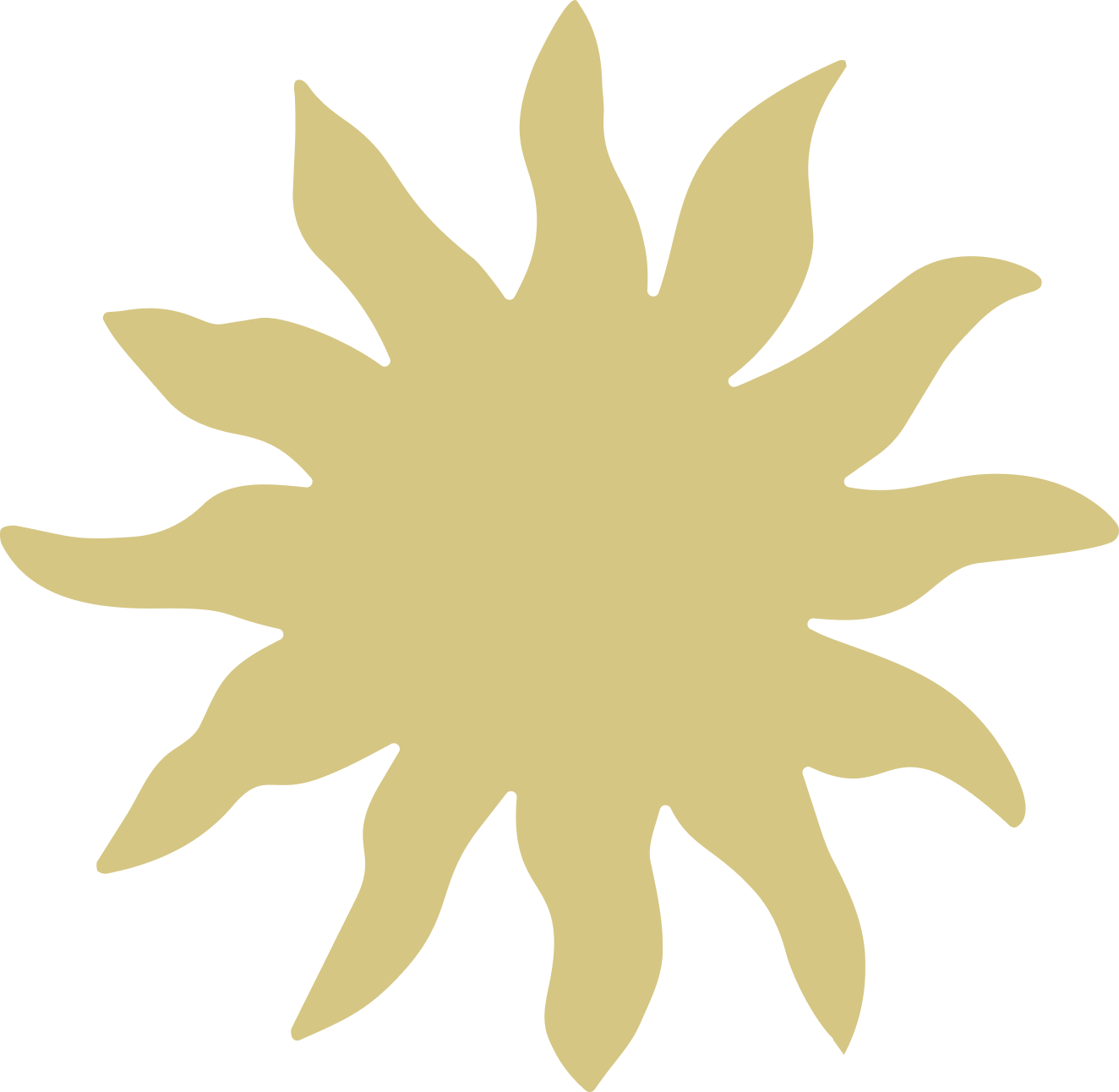 A silhouette of a flower with multiple petals in a solid beige color.