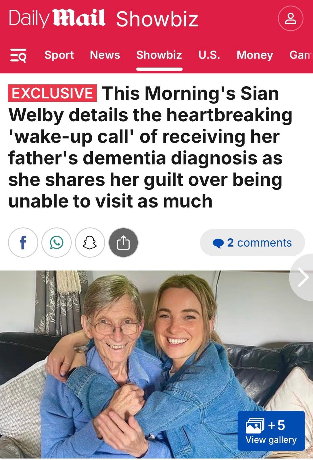 Sian Welby speaks to the Mail Online as part of her ambassador role for charity Music For Dementia