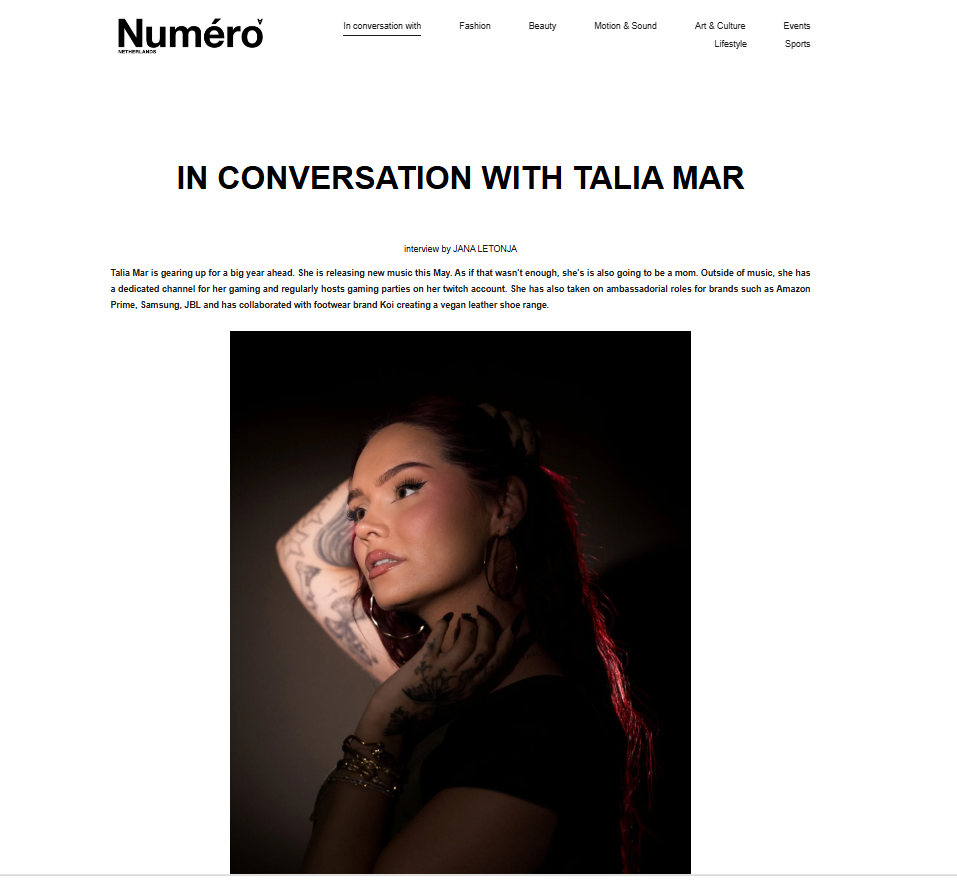 Talia Mar interviews for Numero Netherlands