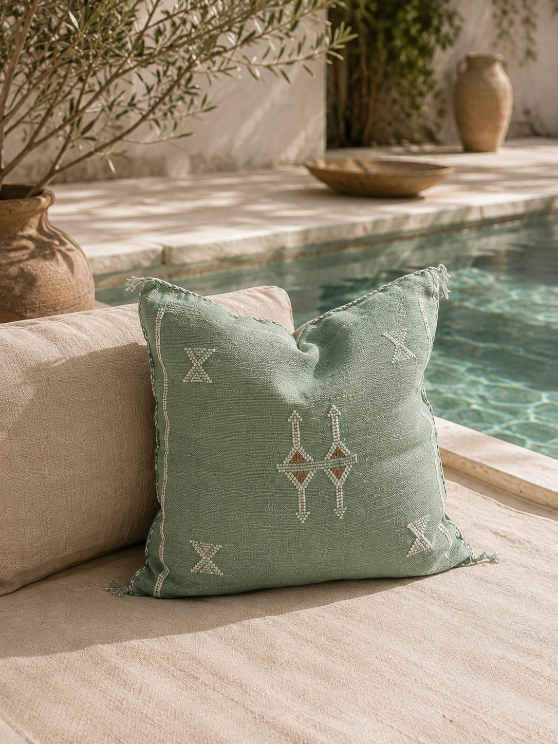 Green Cactus Silk Cushion