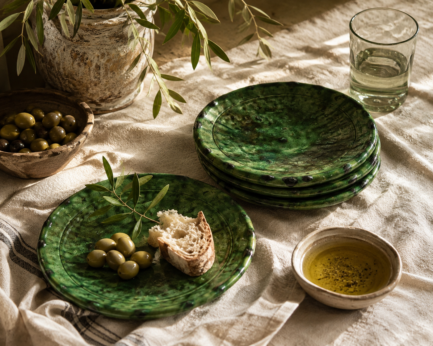 Tamegroute Green Plates - set of four