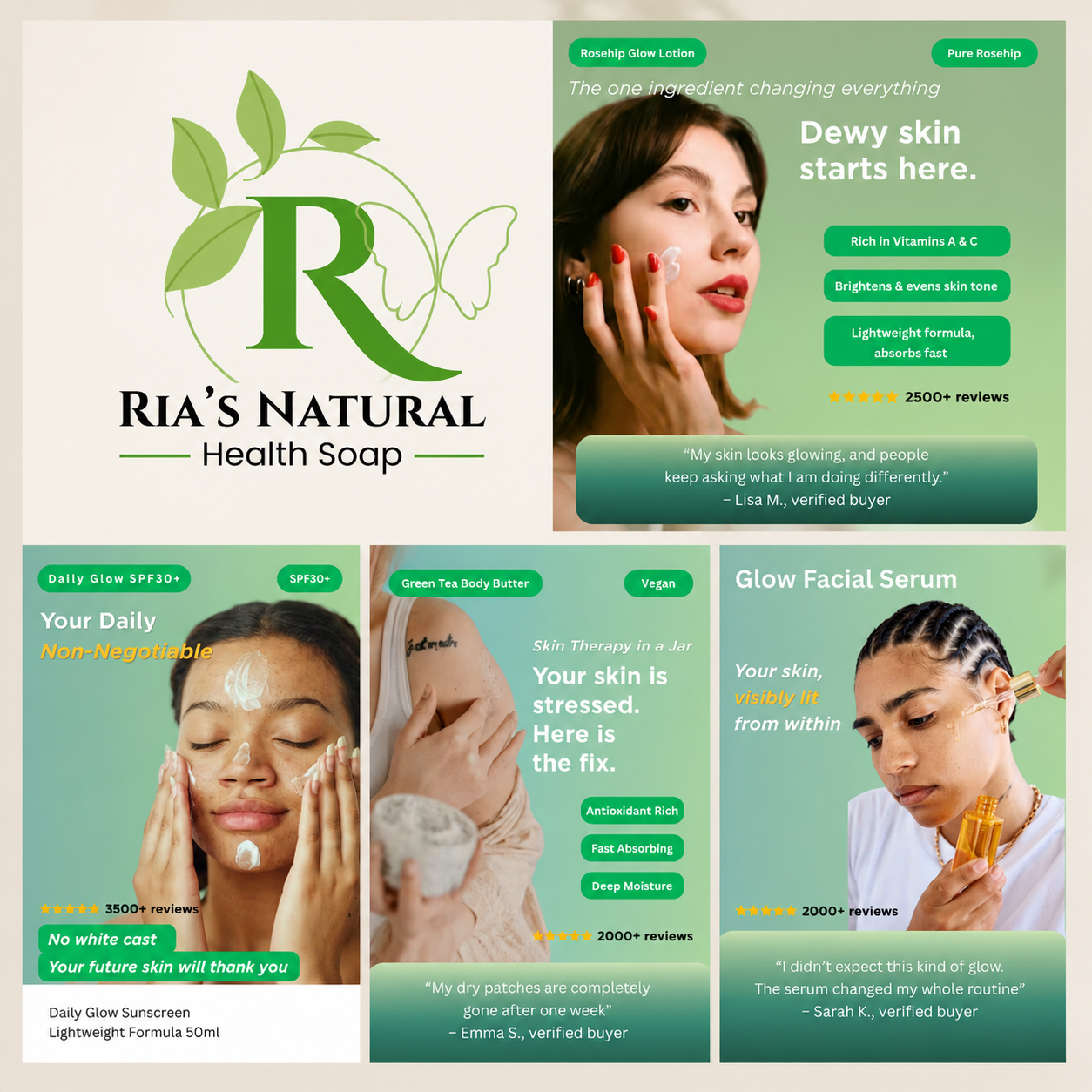 Ria's Natural Health Soap Social Media Posts
