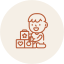 Cute line drawing of a smiling face with glasses, a coffee cup, and a small plant.