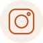 Instagram logo icon with a camera outline in a circular beige background.