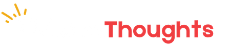 The logo contains the words "ThinkerThoughts" with "Thinker" in white and "Thoughts" in red, with a yellow sun icon to the left.