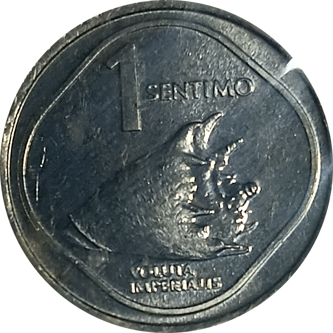 1991 1 Sentimo Flora and Fauna Series Philippine Coin - Reverse view featuring the cymbiola imperialis - Uncirculated condition