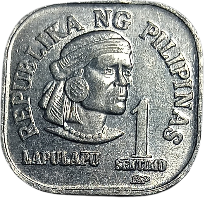 1982 1 Sentimo Ang Bagong Lipunan Series Philippine Coin - Obverse view featuring Lapulapu - Almost Uncirculated condition