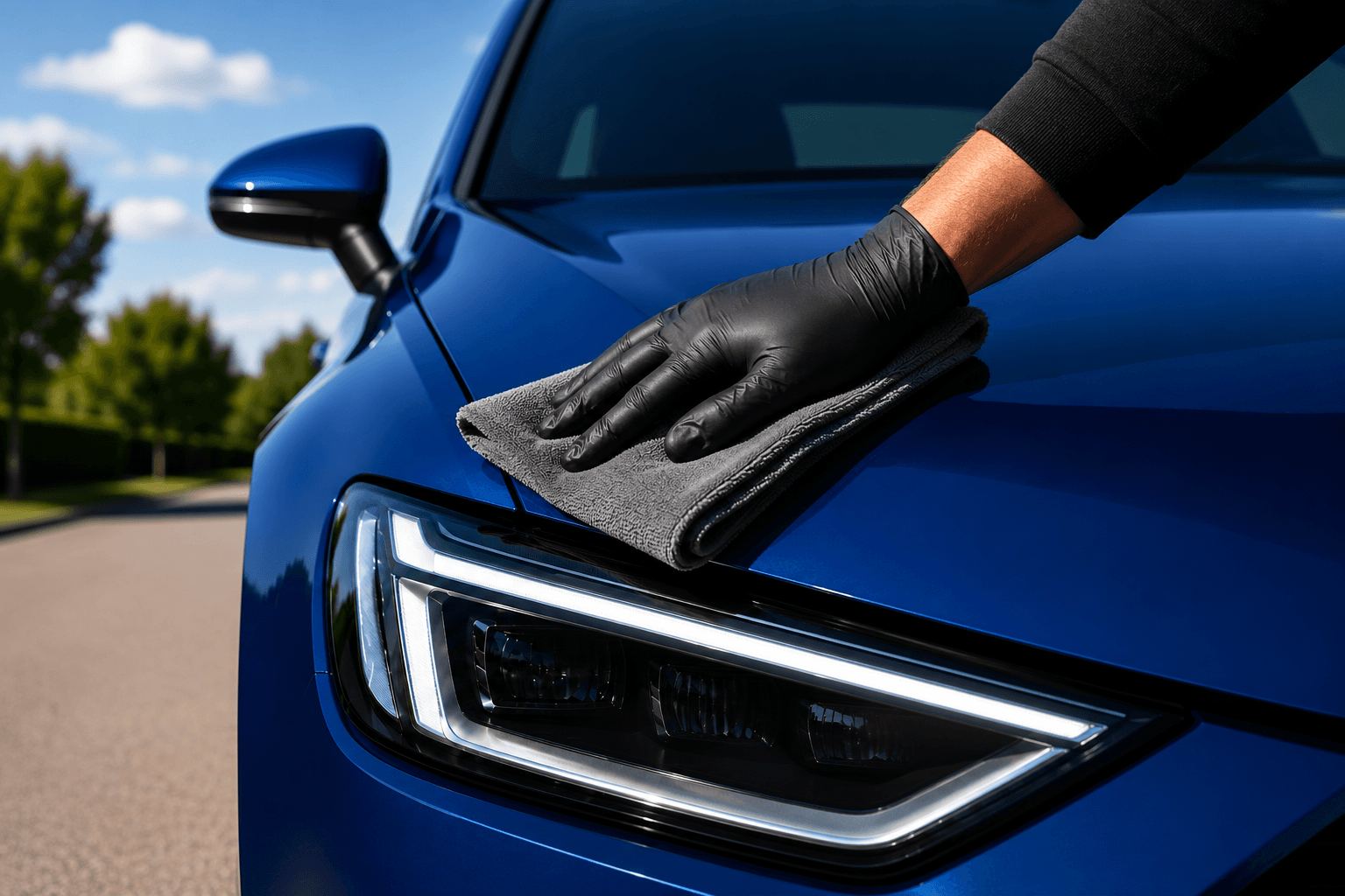 Professional mobile car valeting service at customer location