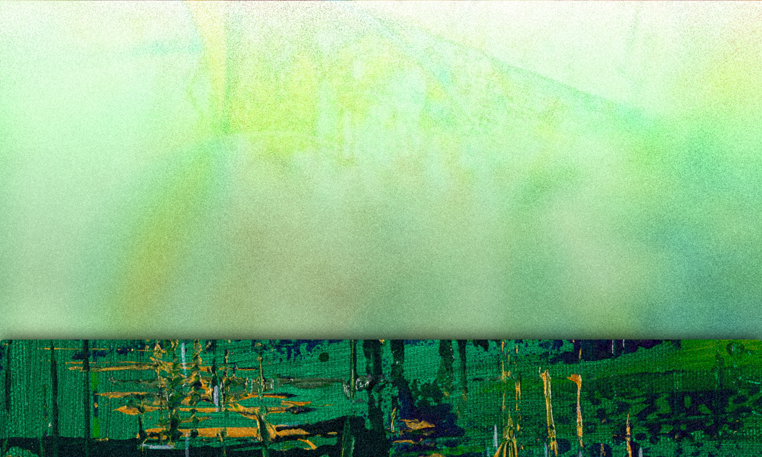 Close-up of a textured surface with a gradient from light green at the top to darker green at the bottom, revealing a pattern of interconnected yellow and green lines.