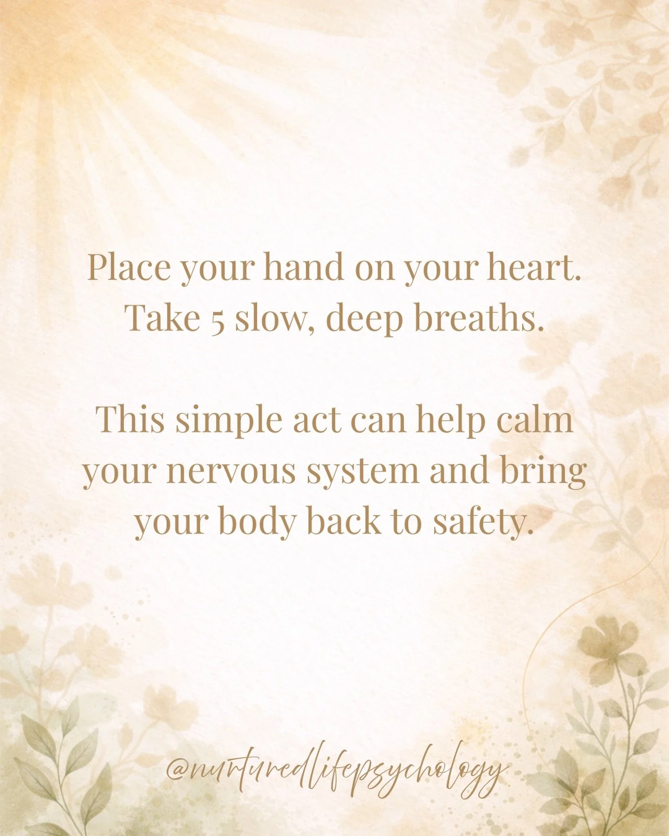 A gentle reminder that your body has ways to soothe itself 🌿
 
When you place your hand on your heart and slow your breathing, you&rsquo;re sending a powerful message to your nervous system that you&rsquo;re safe. 
 
This helps activate your parasym