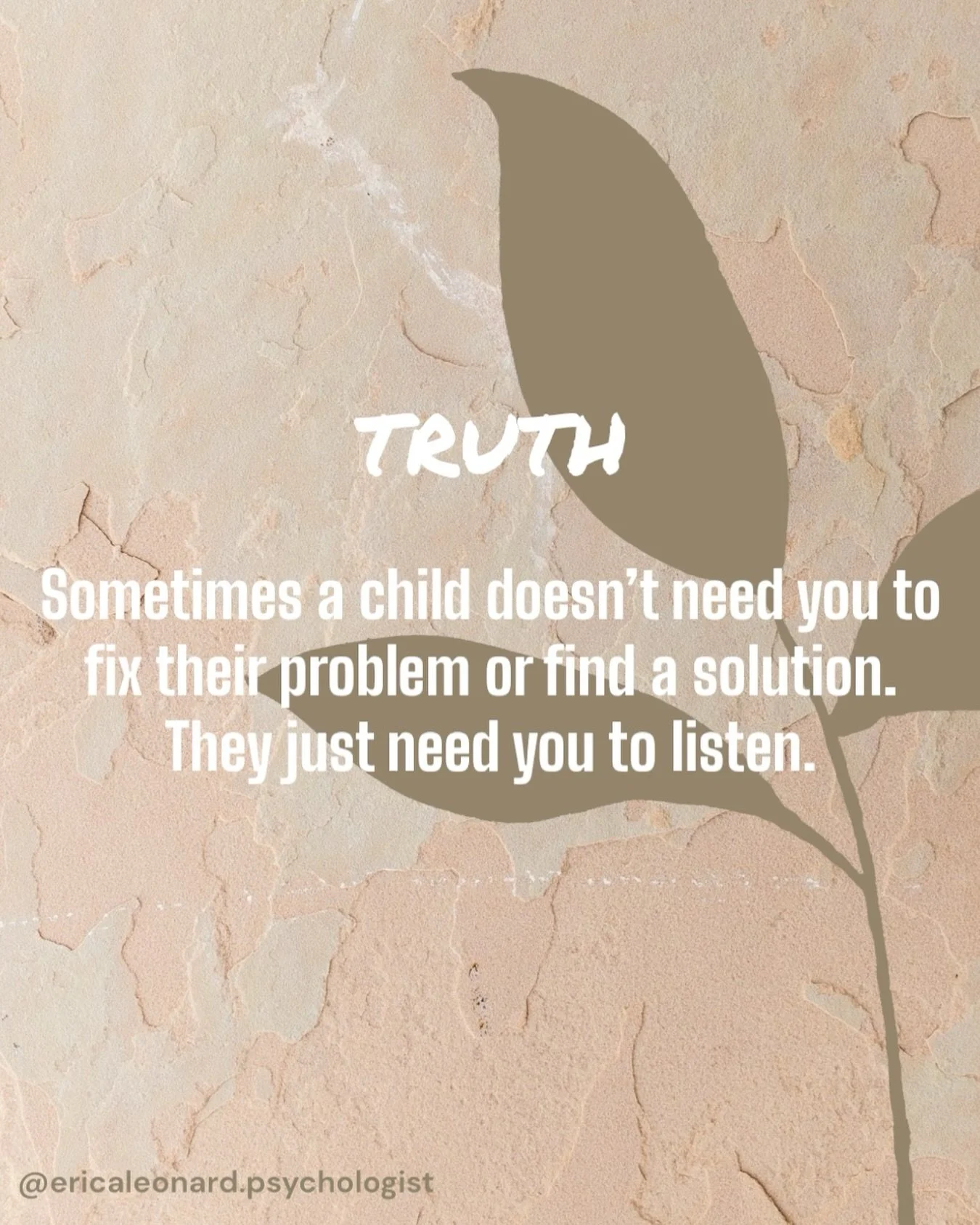 The &lsquo;FIX IT&rsquo; mentality 🛠️
 
To the parents who feel like they have to jump in and find a solution as soon as their child experiences a problem or discomfort&hellip; you need to meet your child where they are at. 

1️⃣ Validate their feel
