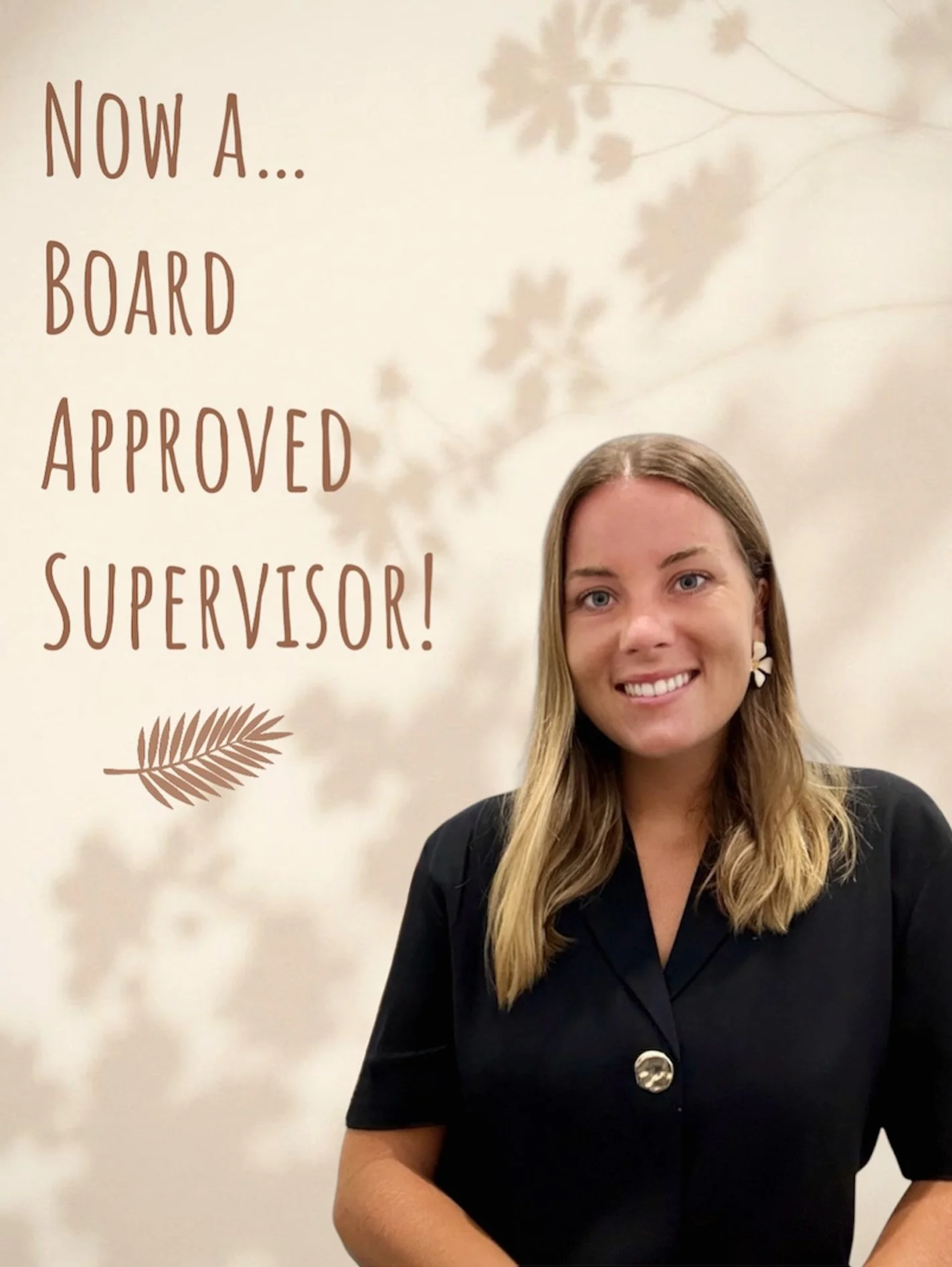 I am now a &hellip;
BOARD APPROVED SUPERVISOR
 
I am opening up availability for:
🌱provisional psychologists (5+1 interns)
🌱general psychologists (early career or in the child, adolescent, and family space). 
 
Offering telehealth supervision sessi