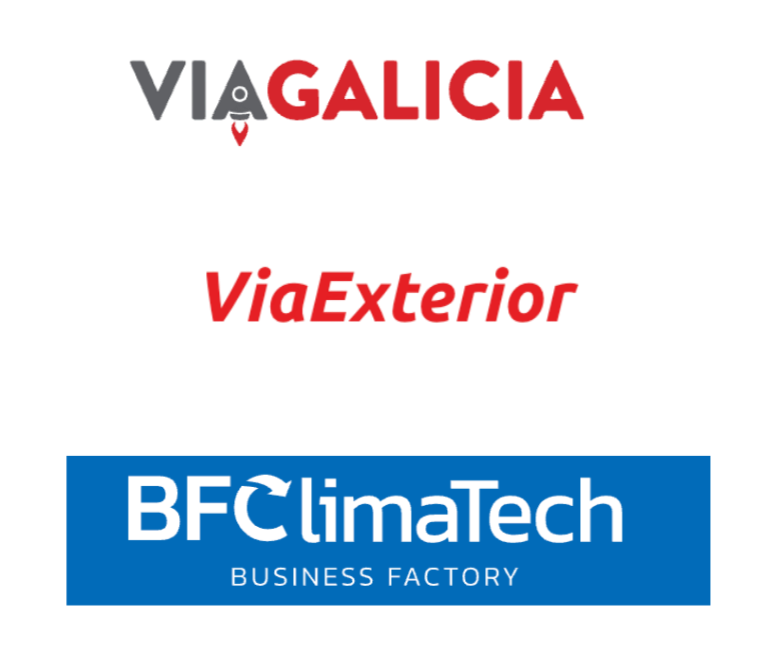 Logos de 'VIA GALICIA', 'Vía Exterior' y 'BFC limaTech' en un fondo blanco.