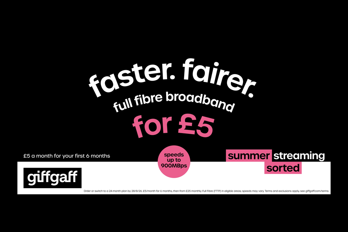 Get full fibre broadband for a fiver for 6 months at giffgaff&nbsp;