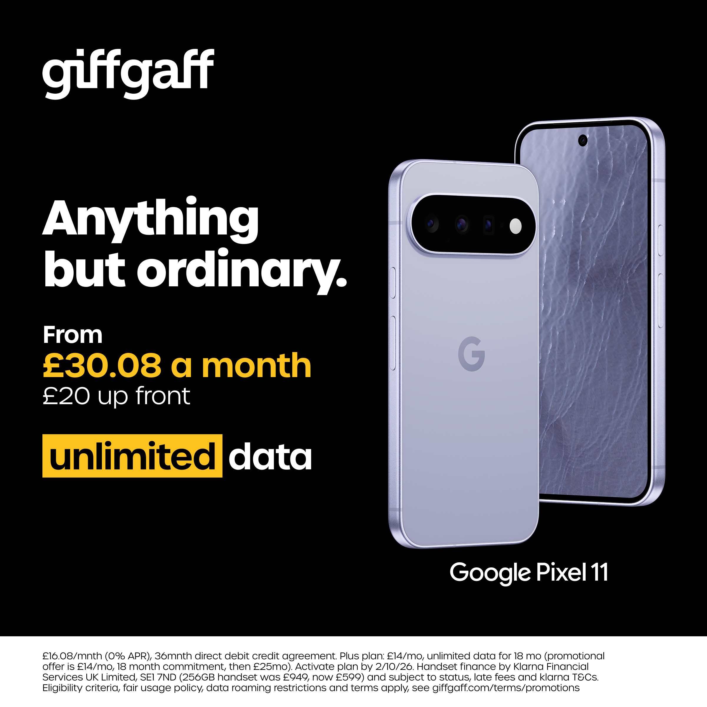 Get the brand new Google Pixel 11 for as little as 54p a day at giffgaff&nbsp;