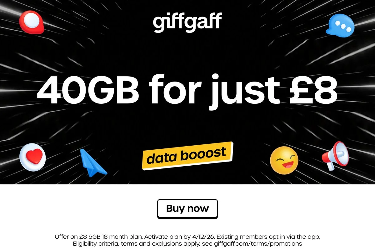 giffgaff is giving data boosts on SIMs starting&nbsp;from just £8 a month&nbsp;