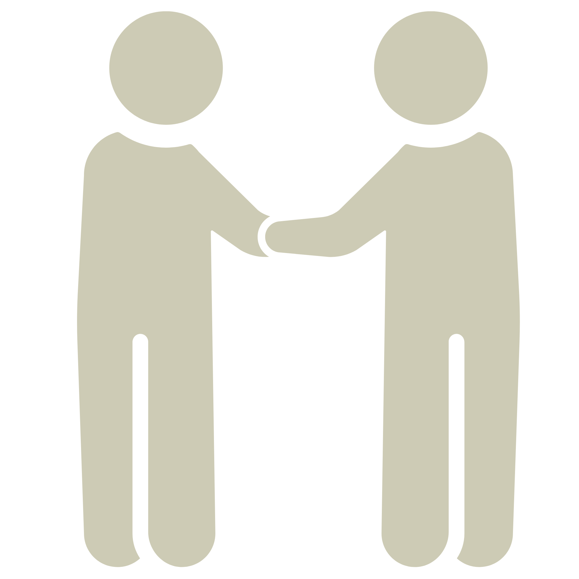 Ikon af to personer – symbol på overgang, samarbejde og videre forløb.