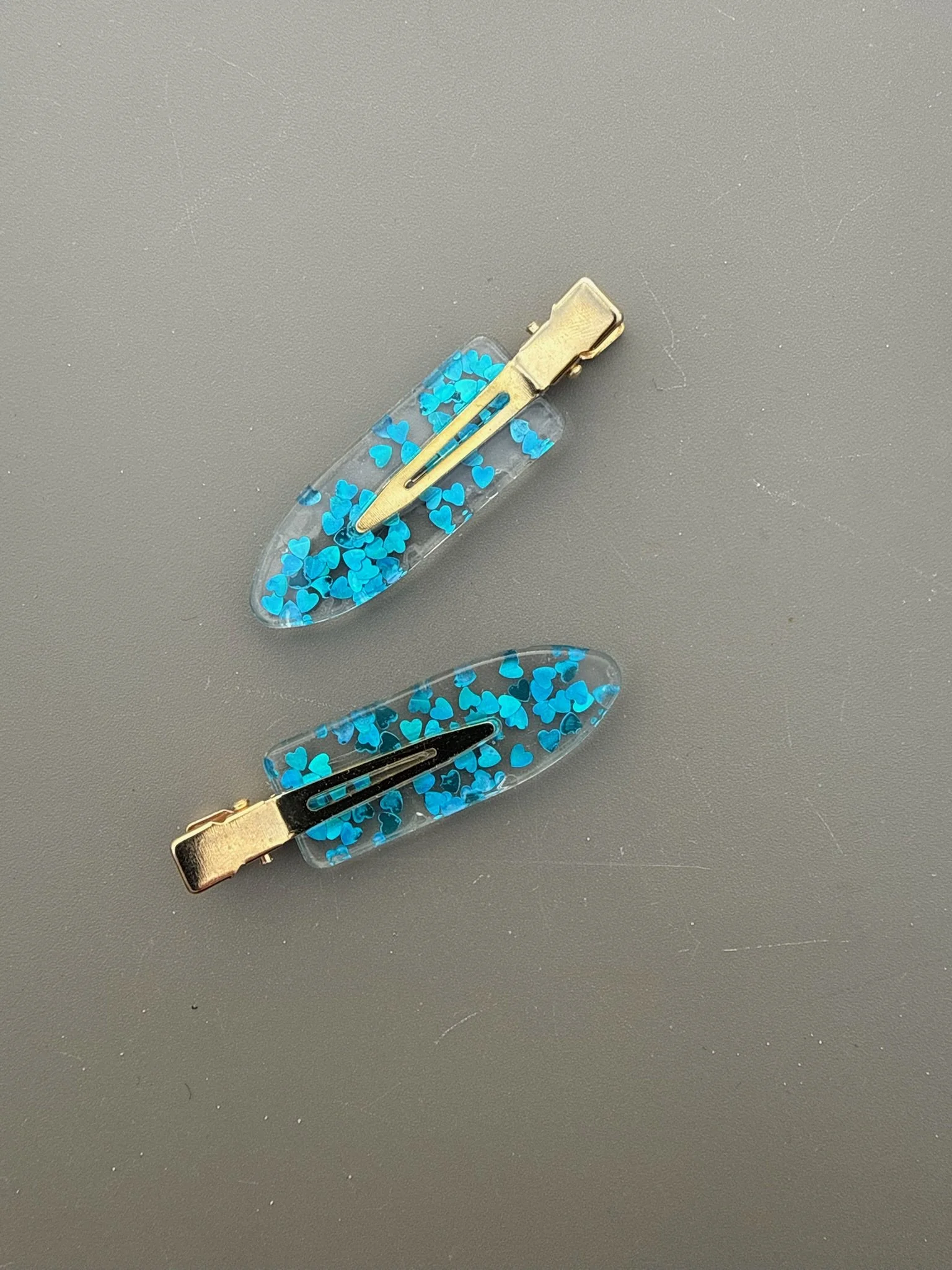 Haarspängchen Set in Transparent/Türkis
