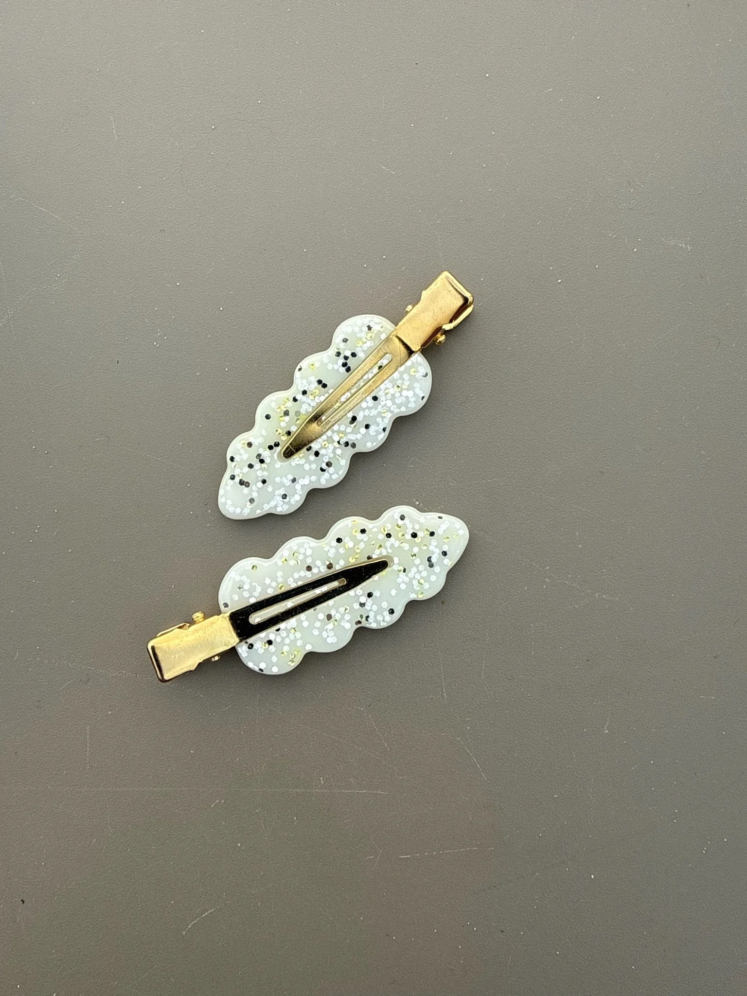Haarspängchen Set in Creme/Goldglitzer