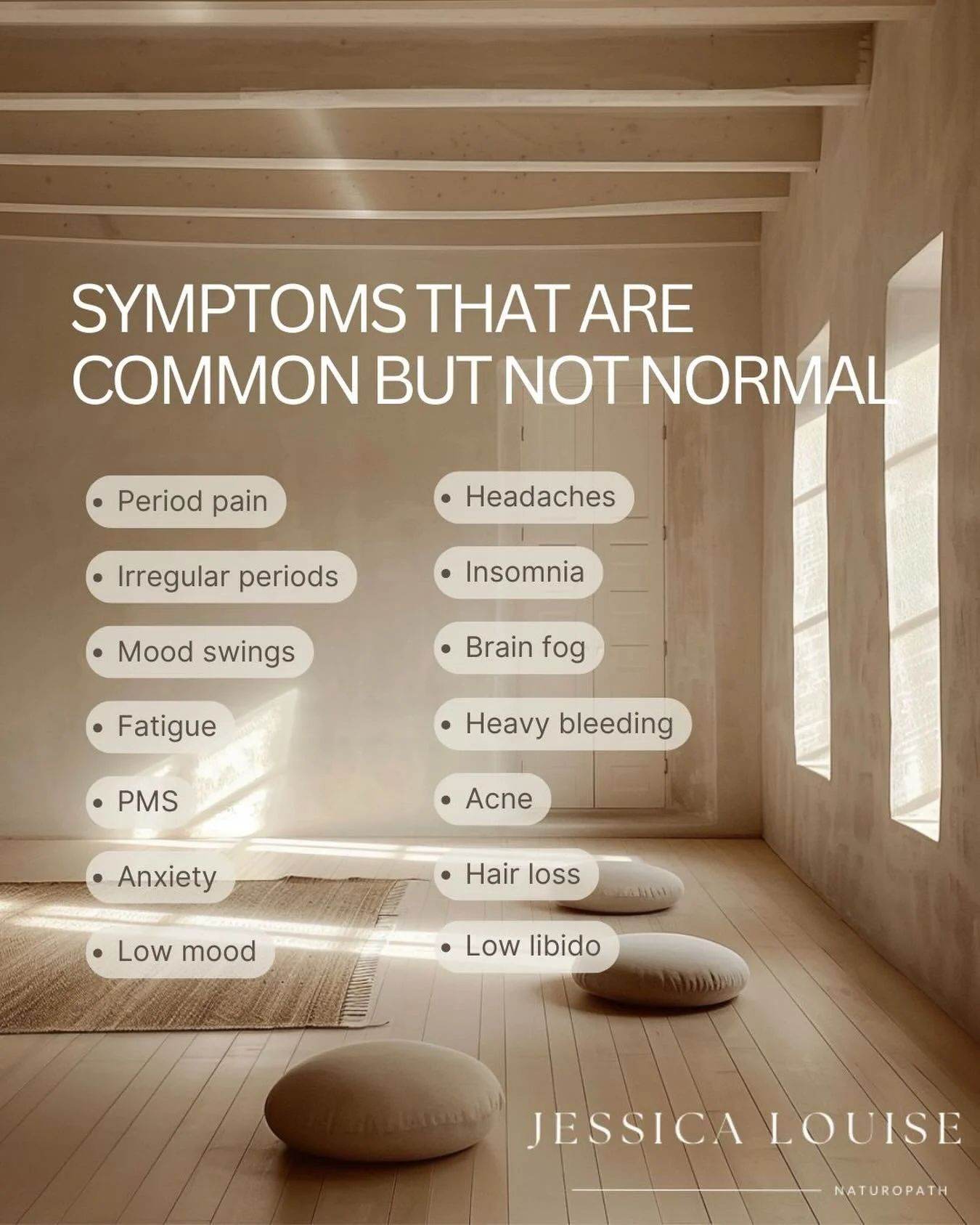 ❤️Your symptoms are your body&rsquo;s way of asking for support 

‼️Things like period pain, PMS, fatigue, bloating, mood swings, skin breakouts, and low libido are often dismissed as &ldquo;normal&rdquo; because so many women experience them.

But j