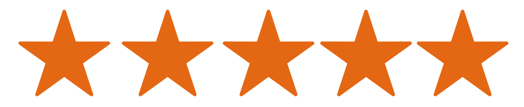 Five orange star ratings in a row