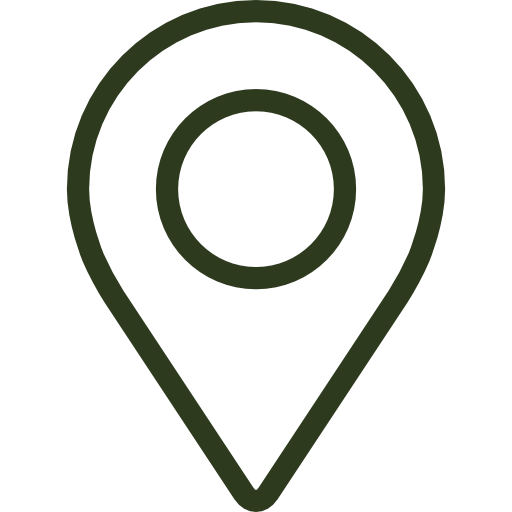 A black map pin icon on a transparent background.