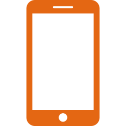 Icon of a smartphone with an orange outline and a blank black screen
