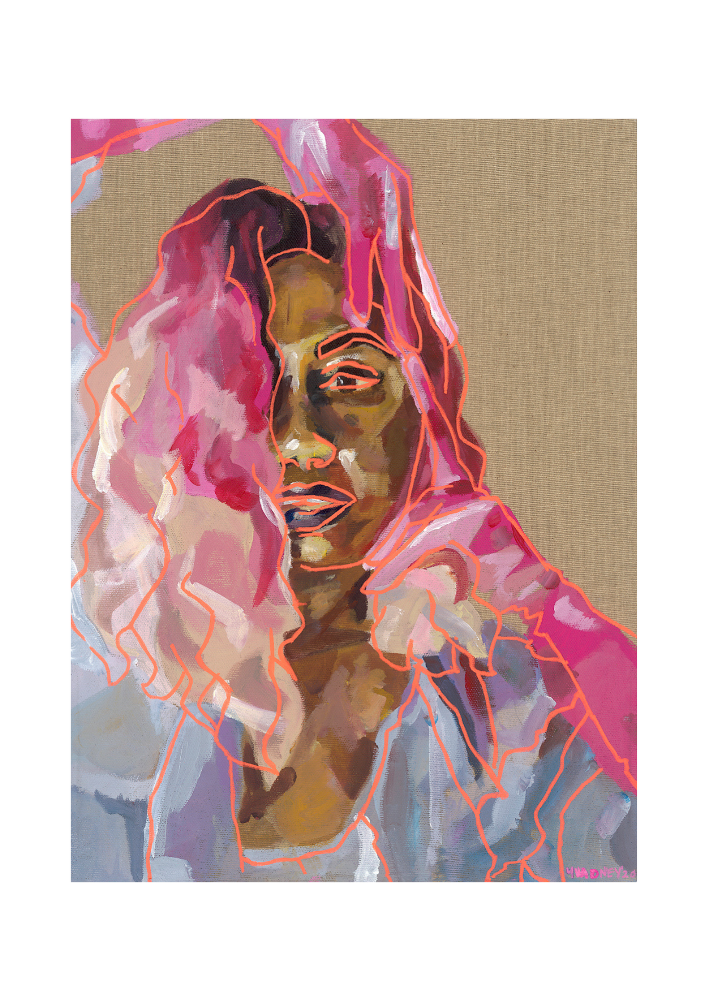 'Self Portrait In Pink' Limited Edition Giclee Print
