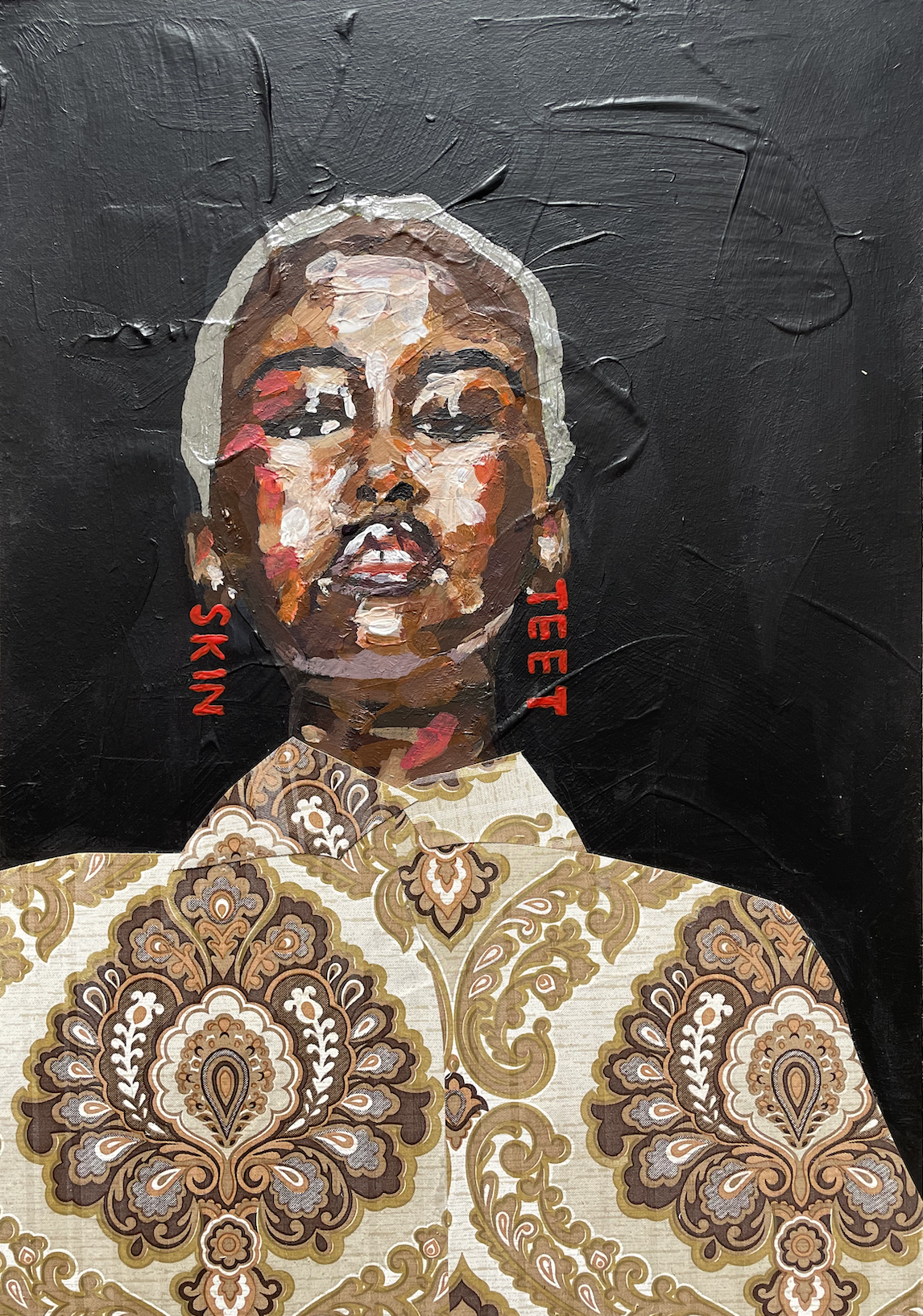 Yvadney Davis_Muse, Joy_acrylic, wallpaper and chrome ink on wood_41x29cm_£900.png