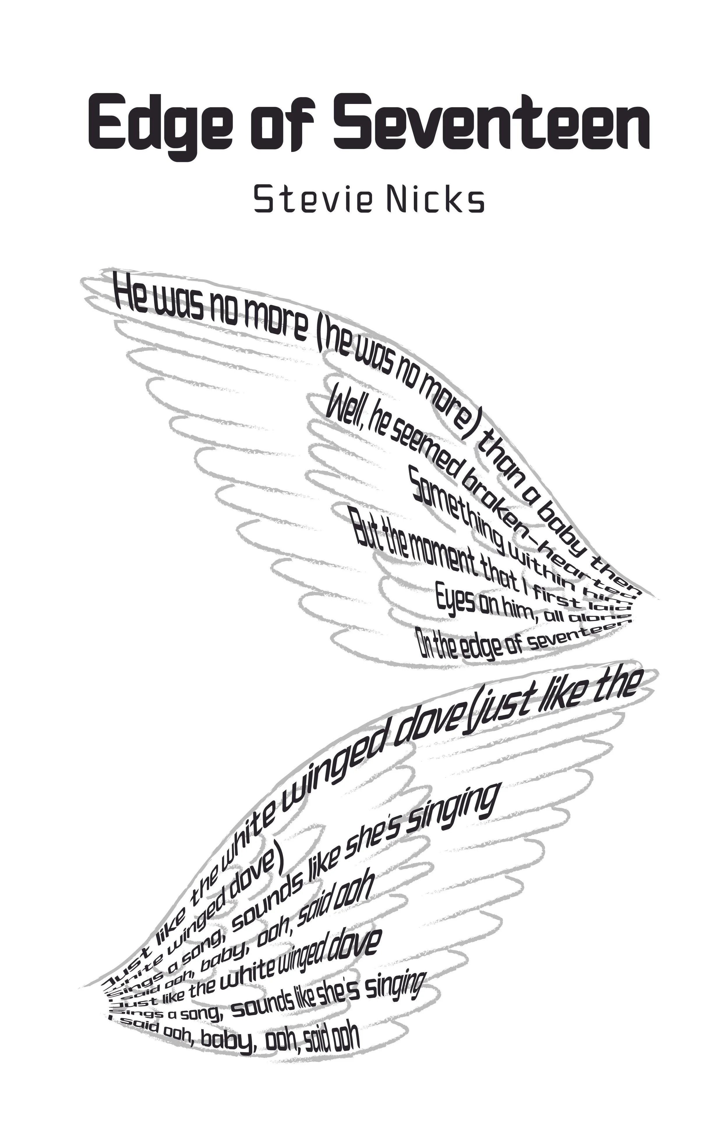 Album cover of Stevie Nicks' 'Edge of Seventeen' with lyrics in a spiral pattern