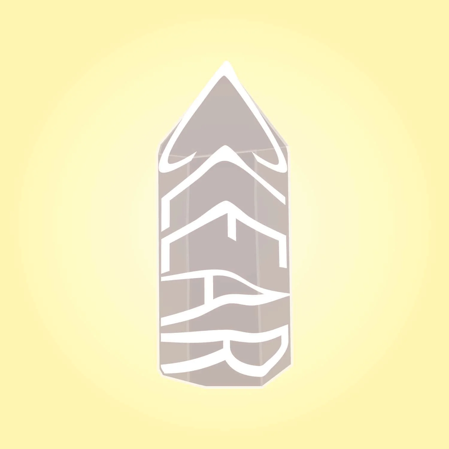 Illustration of a stylized arrow pointing upward with abstract mountain and landscape patterns inside, on a light yellow background.