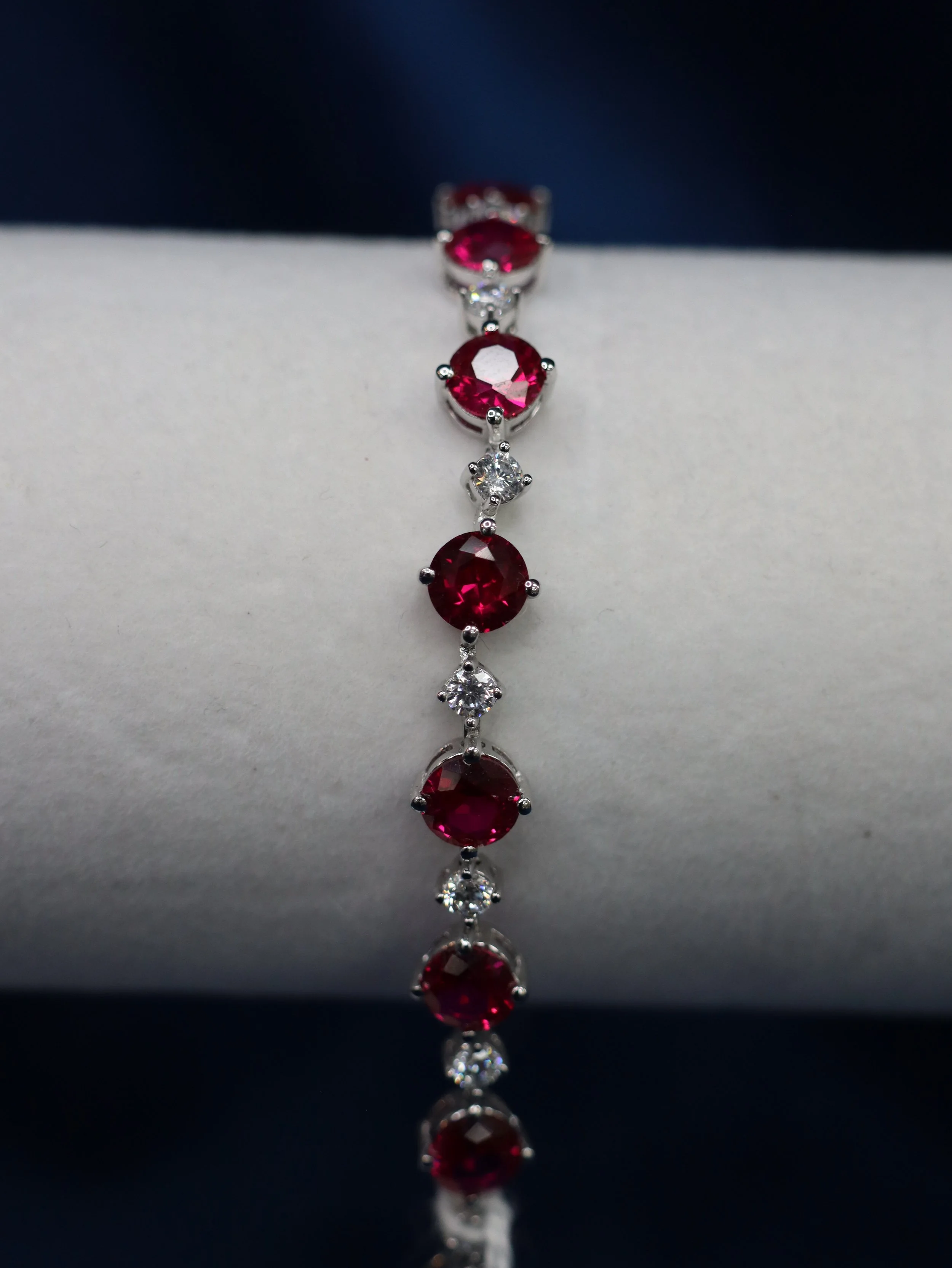 Ruby and CZ Sterling Silver Dress Bracelet