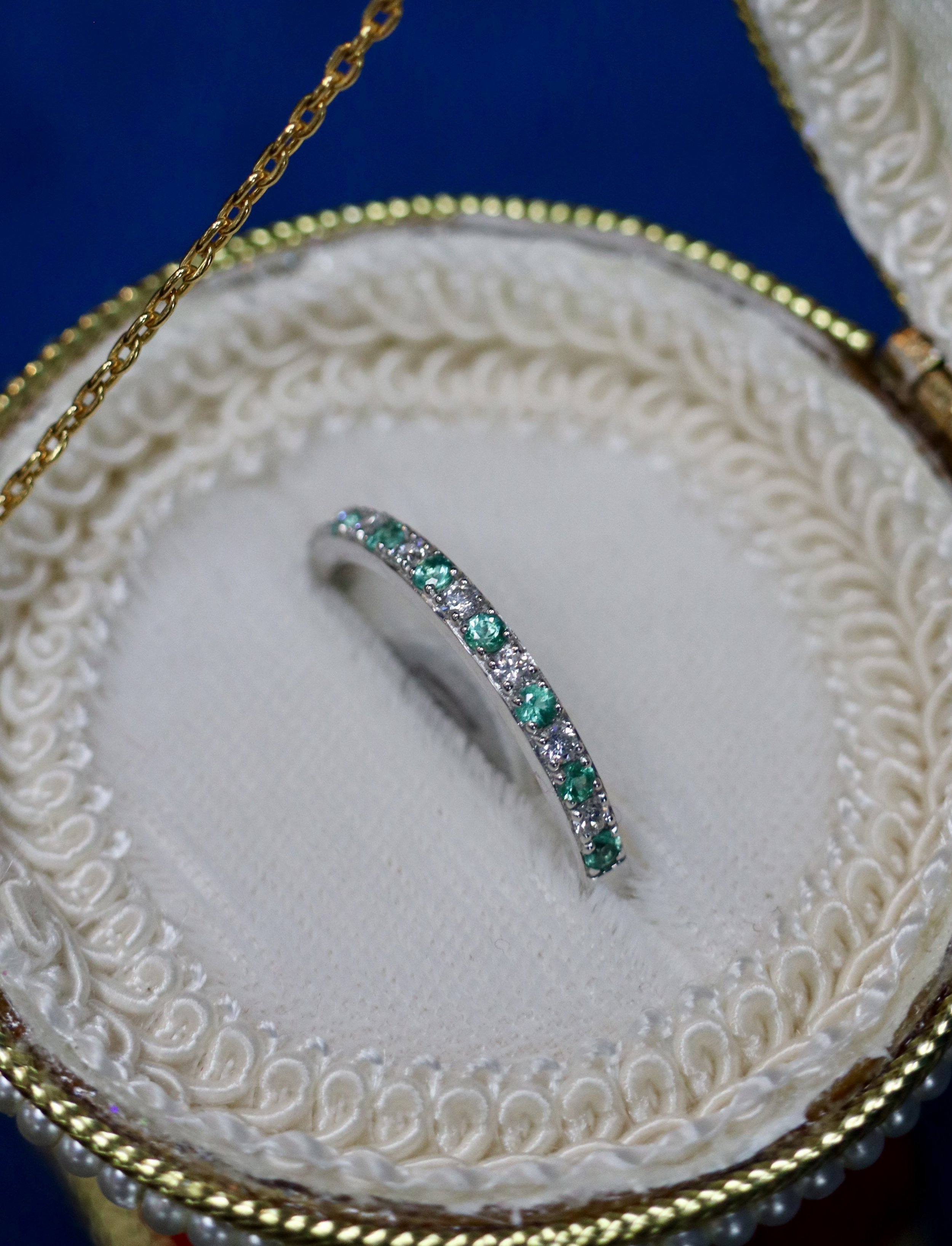 Emerald & Diamond White Gold Eternity Ring