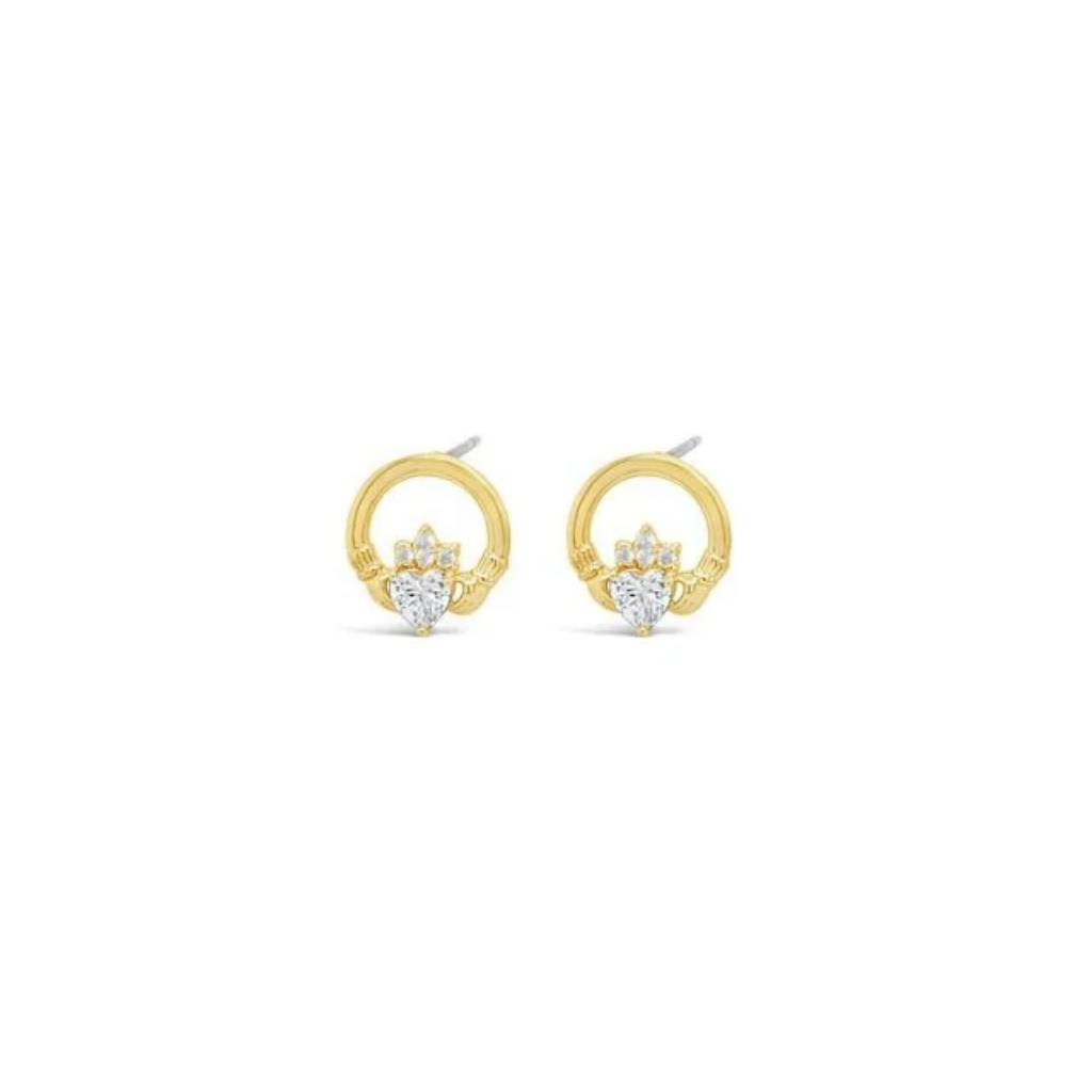 Séala Claddagh Stud Earring Gold Plated/Clear cz