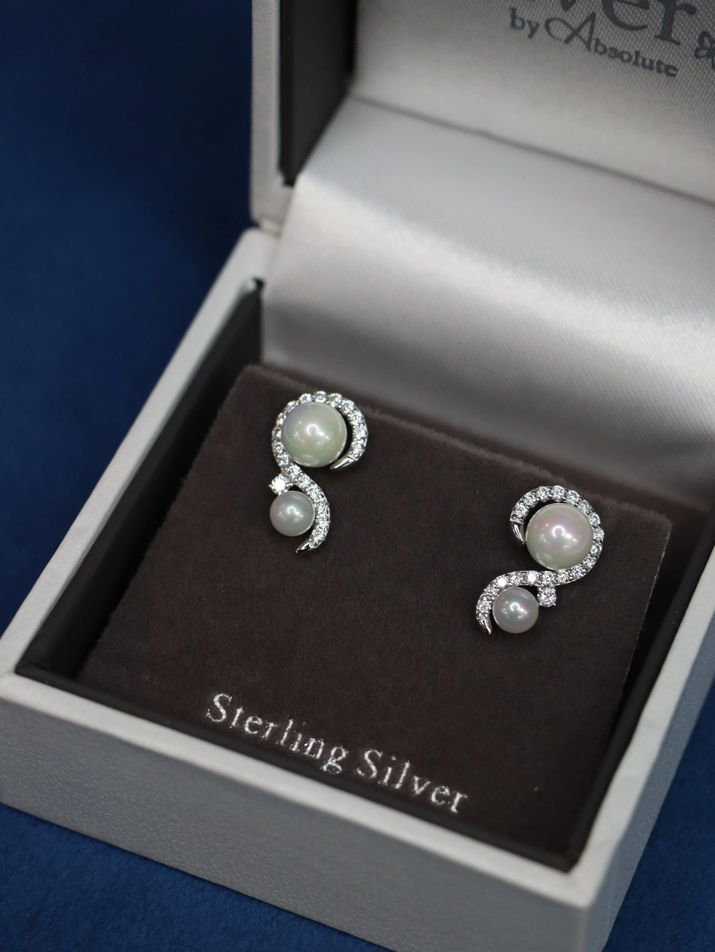 Sterling Silver Pearl/CZ stud earrings