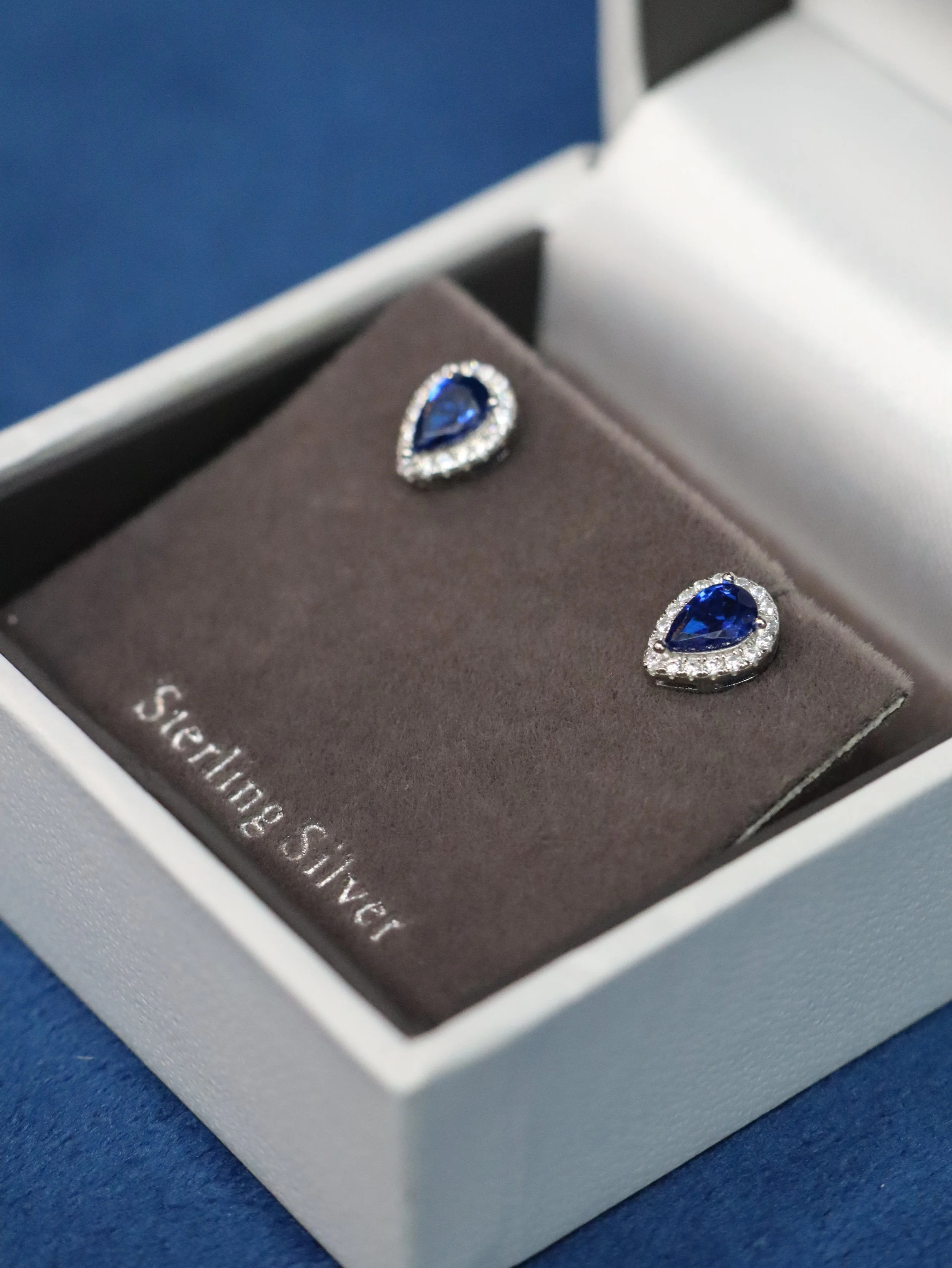Blue Stone Sterling Silver Stud Earrings