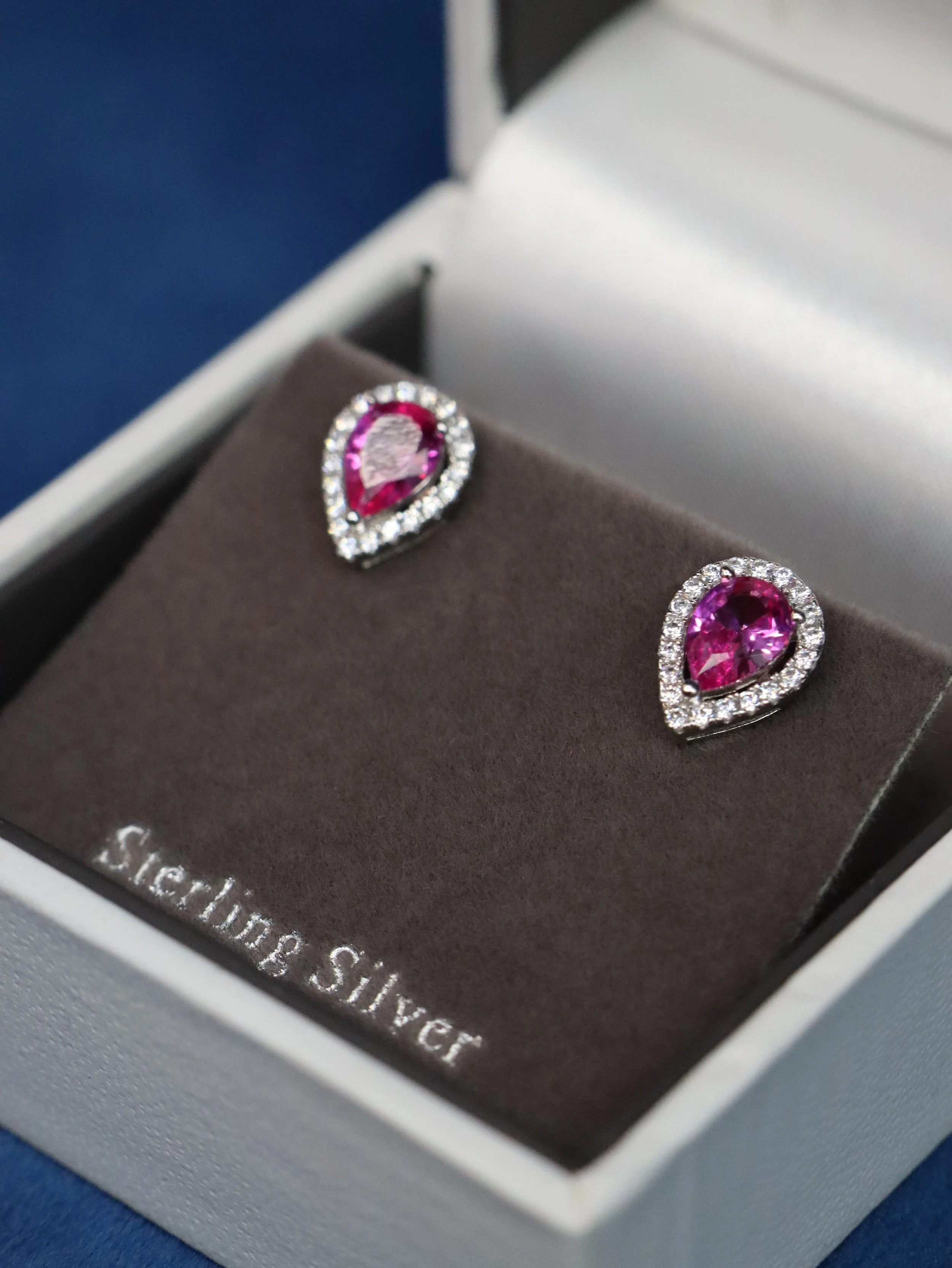 Pink Stone Sterling Silver Earrings