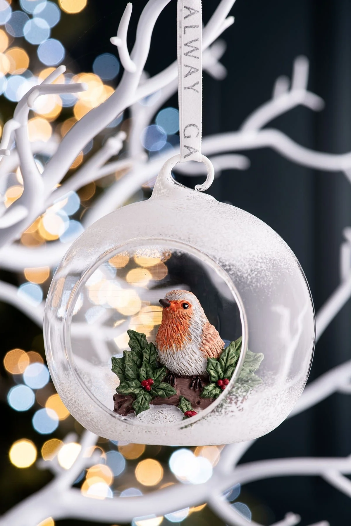 Galway Crystal Robin Hanging Christmas Bauble